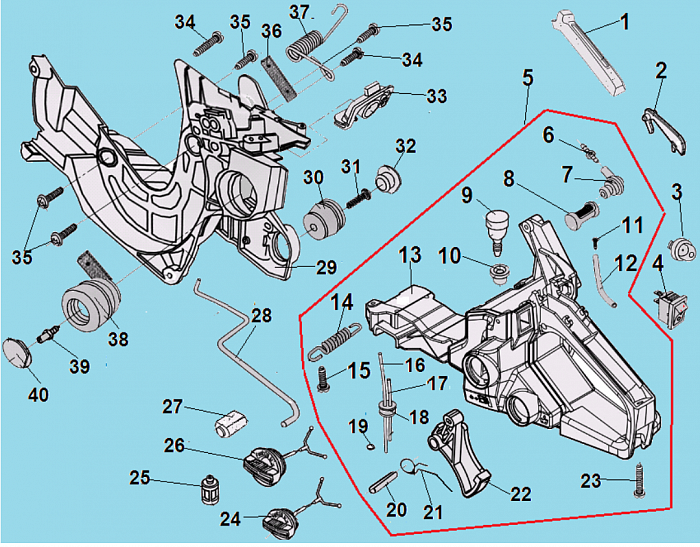 3 БАК - АМОРТИЗАТОР - ПРОБКА БЕНЗОПИЛА CHAMPION 237-16