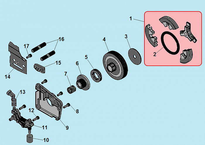 7 СЦЕПЛЕНИЕ - ЗВЕЗДОЧКА - МАСЛОНАСОС БЕНЗОПИЛА CHAMPION 256-18