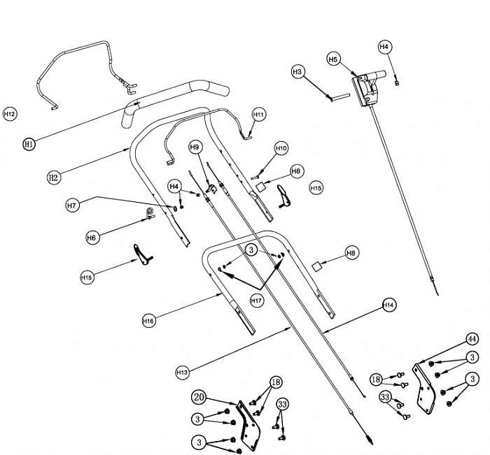 4 РУЧКА - ТРОС ГАЗА Газонокосилка CHAMPION LM5645