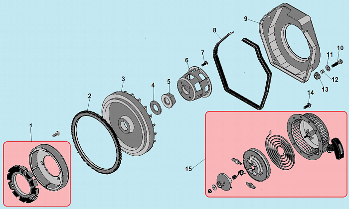 9 СТАРТЕР - МАГНЕТО - МАХОВИК ГЕНЕРАТОР CHAMPION DG3601E