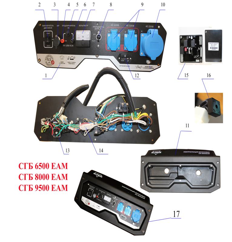 ЗАПЧАСТИ ДЛЯ ГЕНЕРАТОРА БЕНЗИНОВОГО ELITECH СГБ 8000ЕАМ (ПАНЕЛЬ УПРАВЛЕНИЯ)